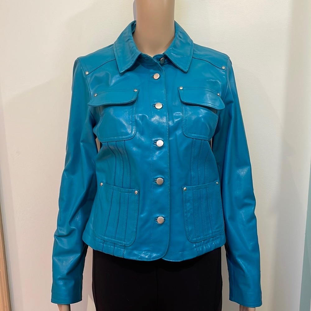 Aria Teal Leather Jacket vintage